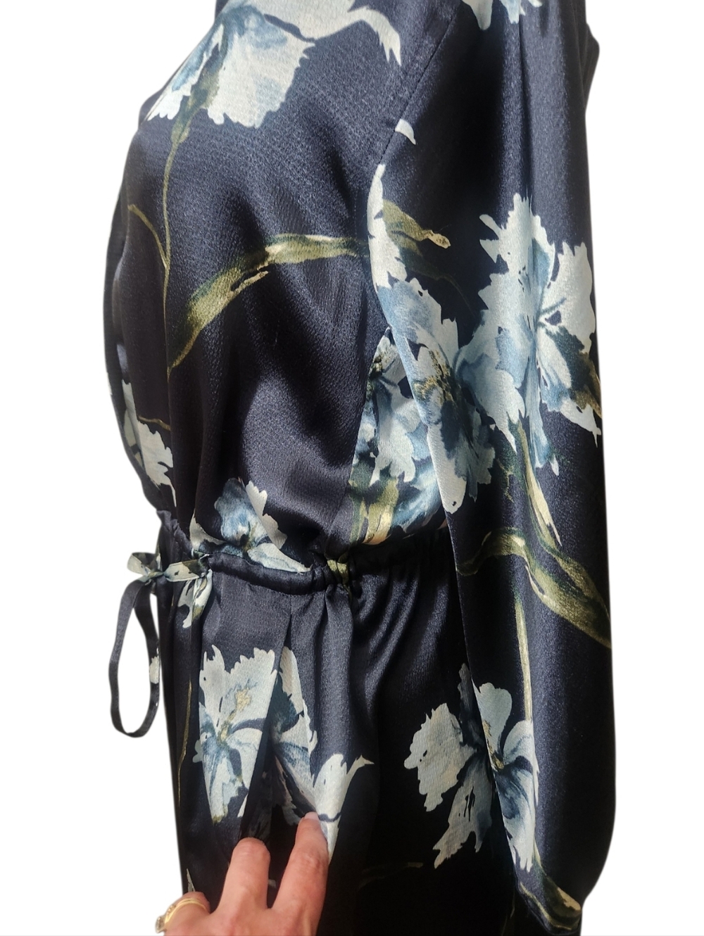 VINCE Satin Iris Print Blouson Dress - Size S - Picture 9 of 16